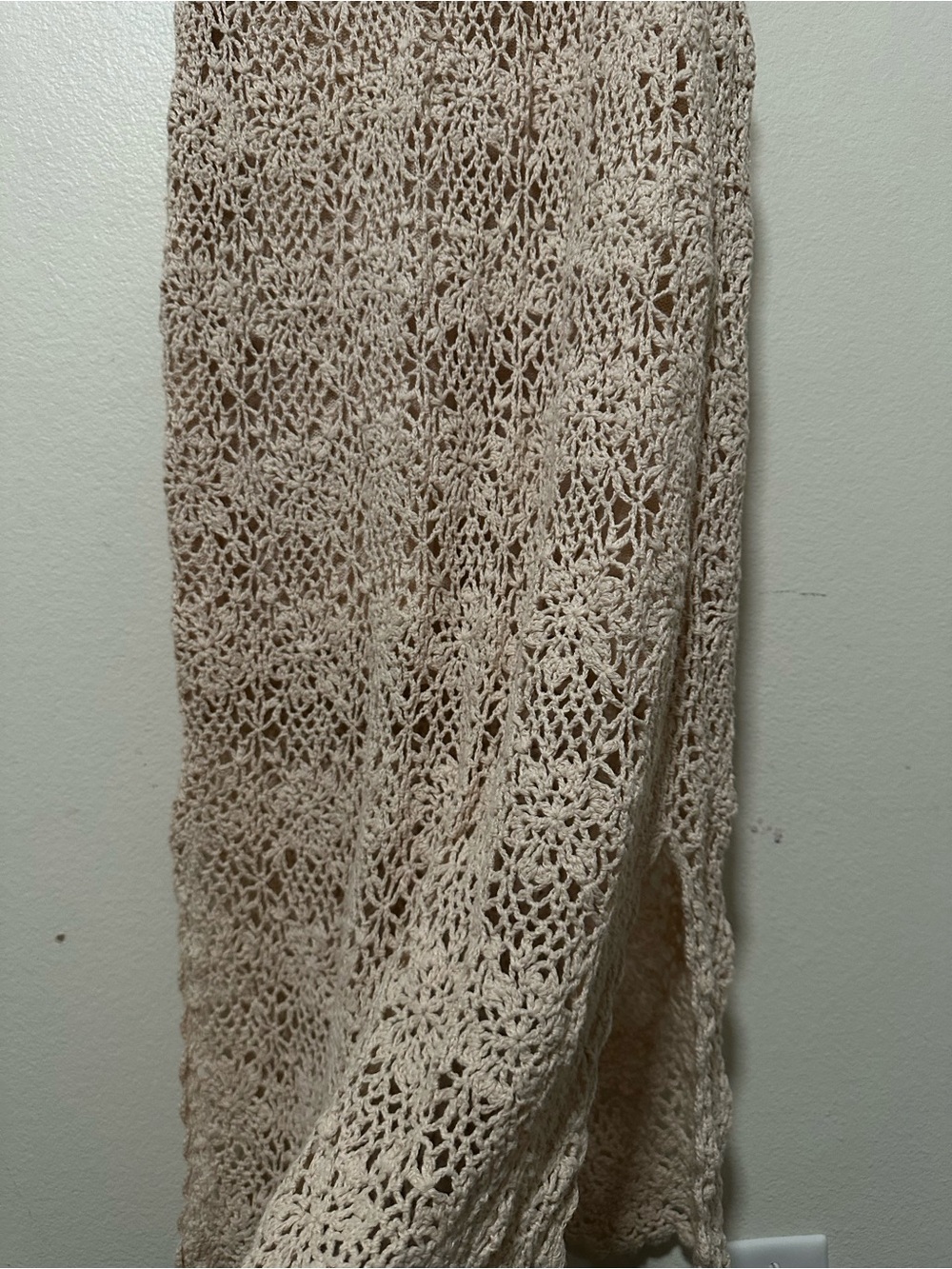 Vintage Y2K Newport News Beige Floral Crochet Knit Ramie Cotton Maxi Dress - Picture 3 of 4